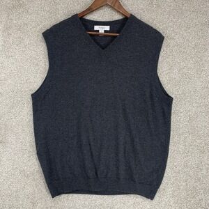 Turnbury‎ Mens 100% Cashmere Sweater Vest Gray Large V-Neck Tennis Golf Grey
